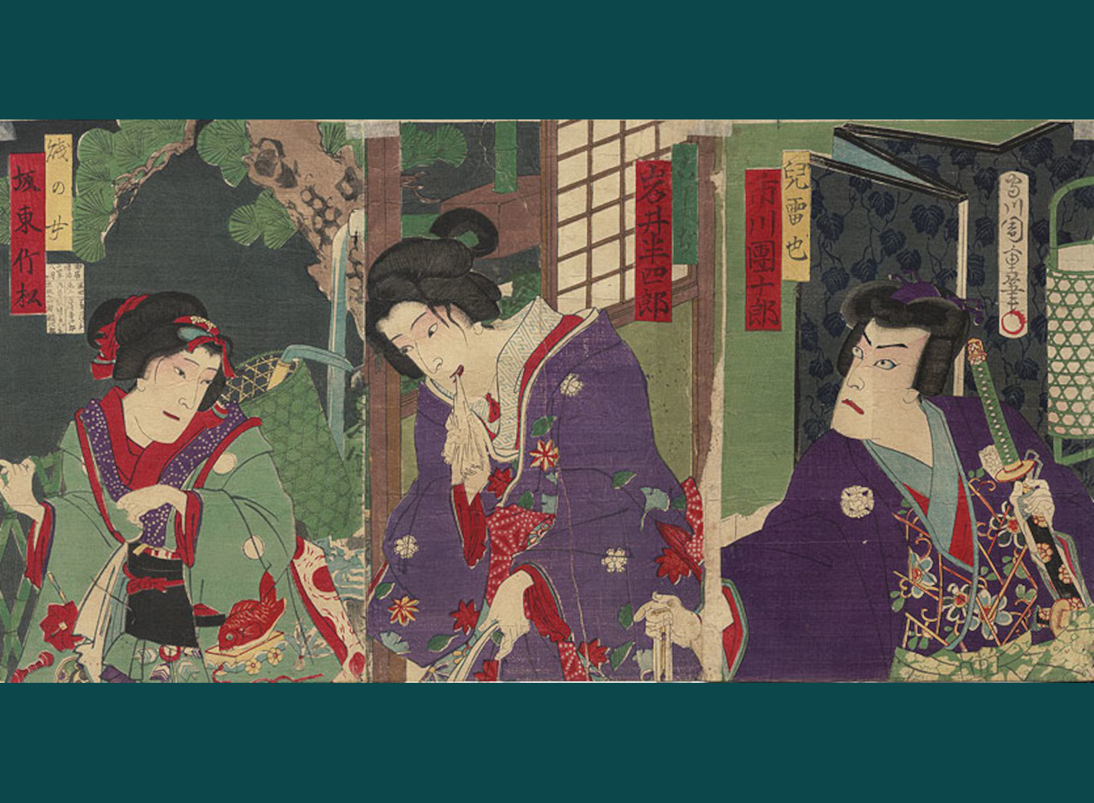 ICHIKAWA DANJURO IX, UN ATTORE NON IDENTIFICATO E BANDO HIKOSABURO V